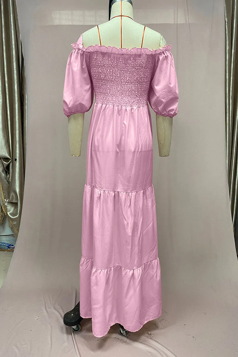 BT3058 Ruffle Flare Long Dress