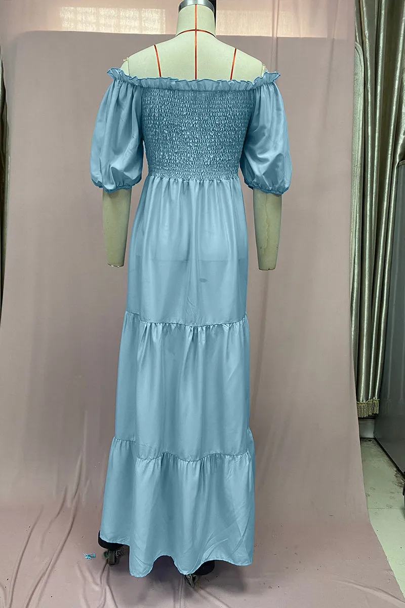 BT3058 Ruffle Flare Long Dress