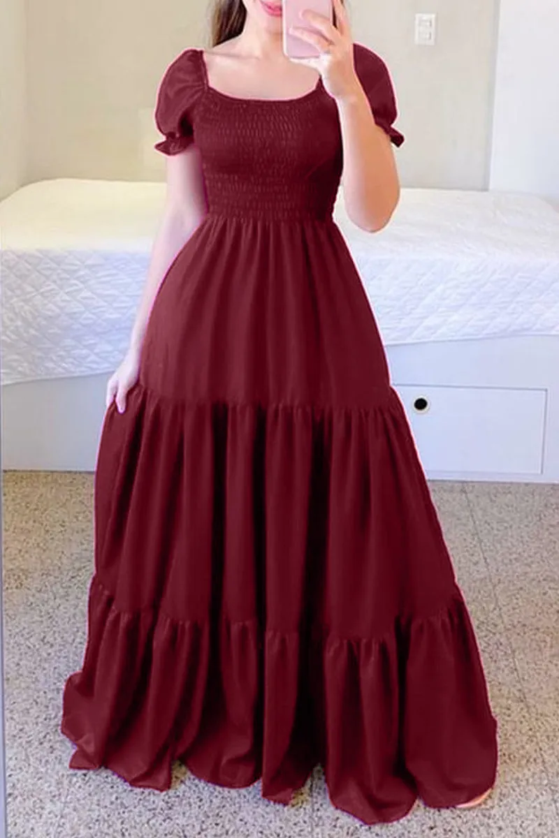 BT3058 Ruffle Flare Long Dress