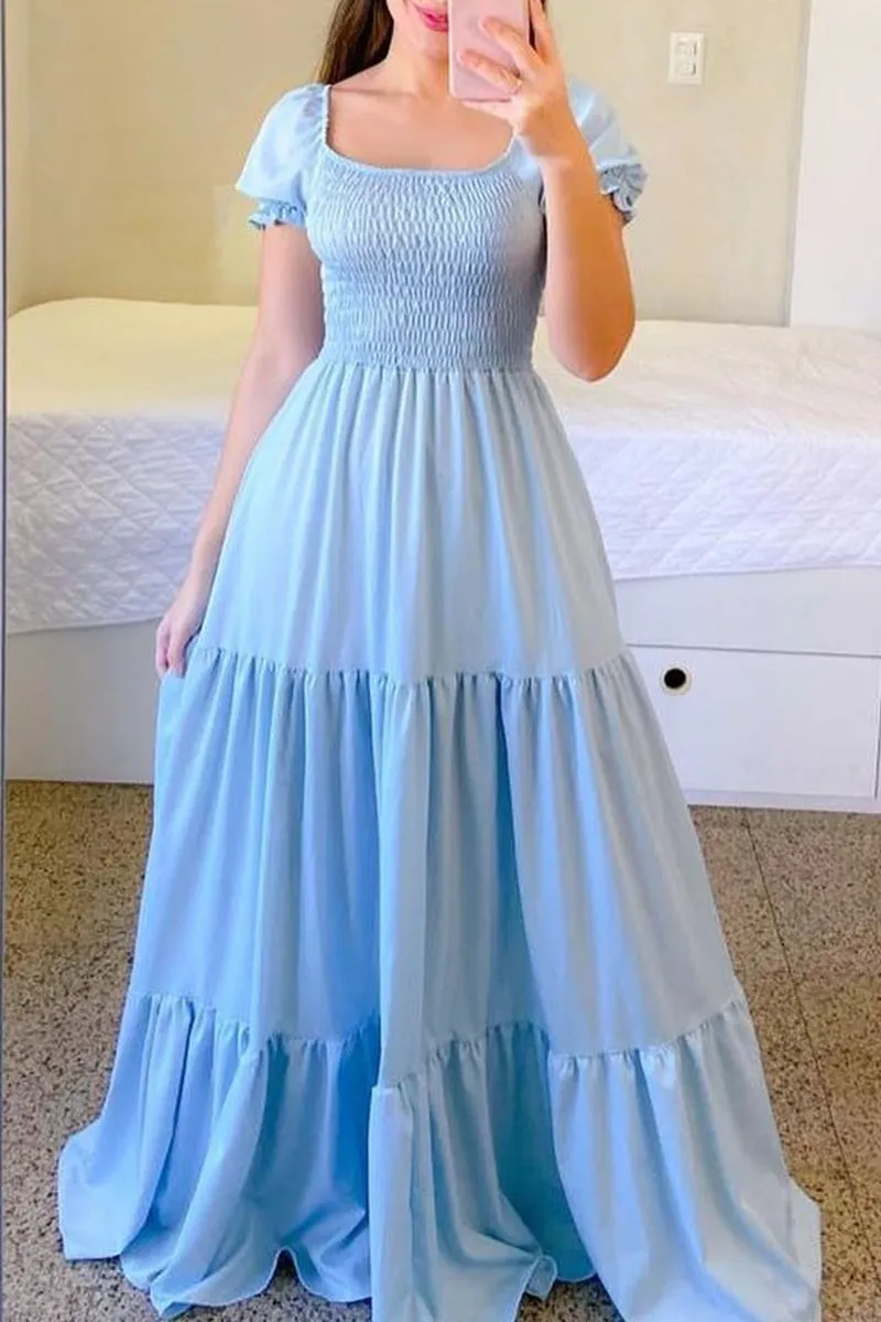BT3058 Ruffle Flare Long Dress
