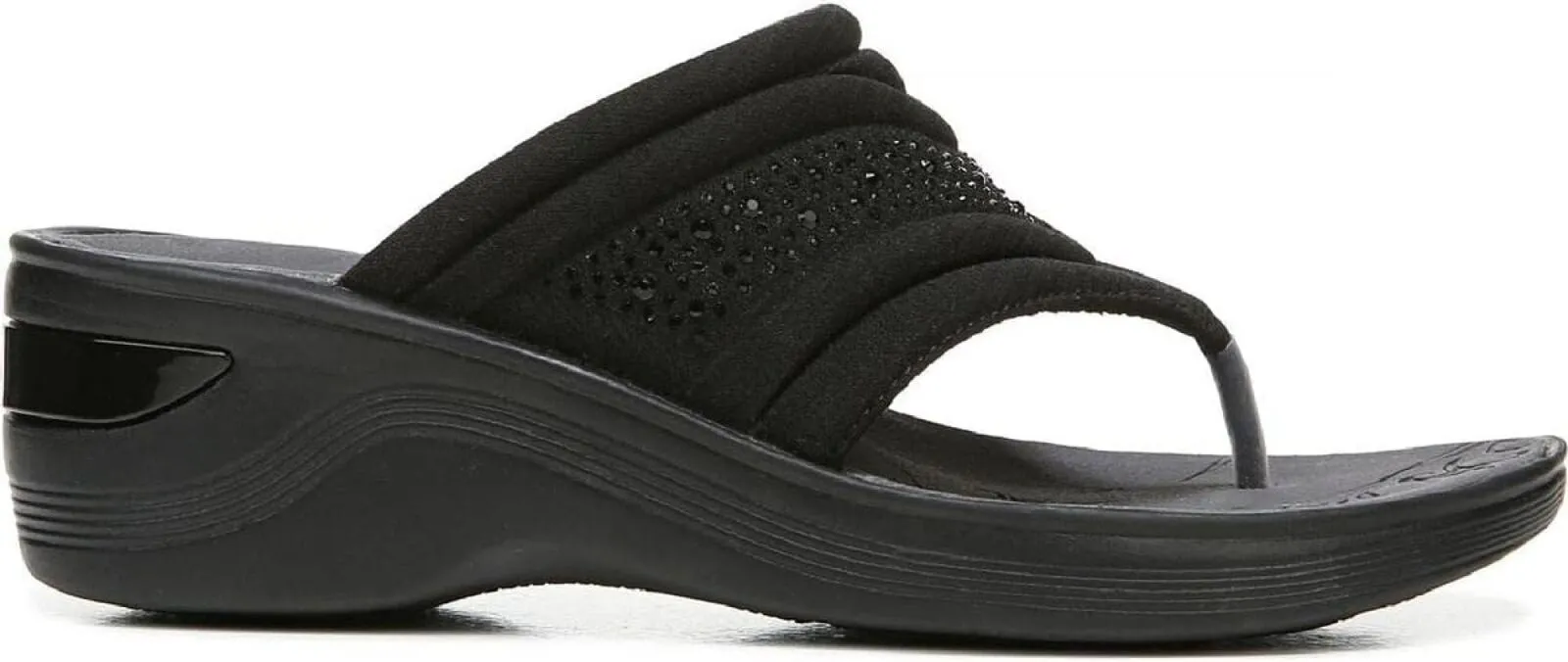 Bzees Womens Dazzle Me Embellished Wedge Thong Sandals H6819F1 Black 7M