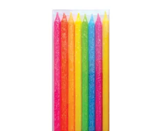 Candles : Tall Neon Glitter Rainbow