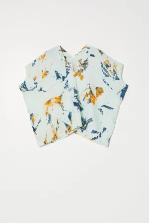 CELESTE TOP IN CRINKLED COTTON, MARBLE