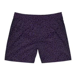 Cheetah Skulls in Purple Mid-Length Swim Shorts