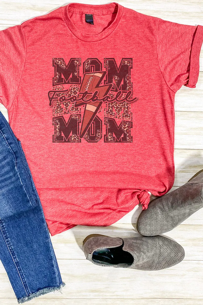 Cheetah Stacked Football Mom Black Unisex Poly-Rich Blend Tee