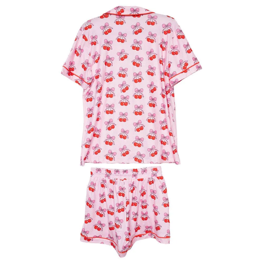 Cherry Bow Cotton Pajamas