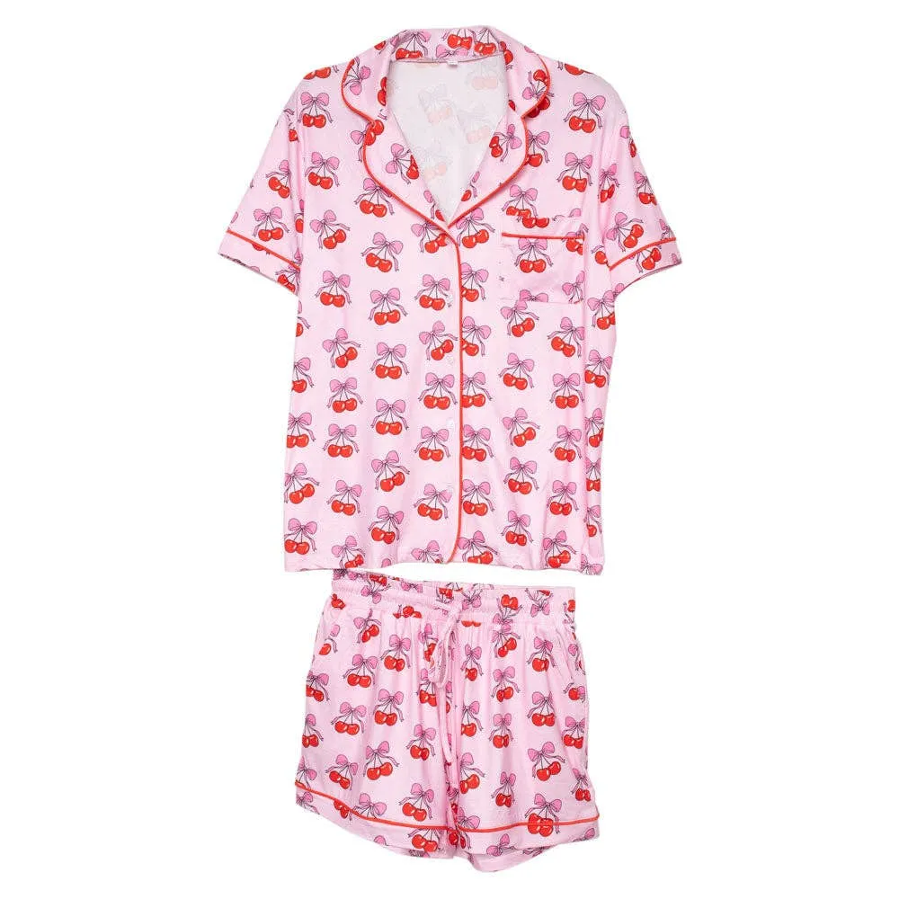 Cherry Bow Cotton Pajamas