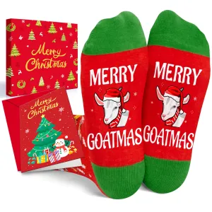 Christmas Gifts for 7-9 Years Old Kids - Red Christmas Stockings Secret Santa Socks Xmas Stocking Stuffers Goat Gifts Boys Girls