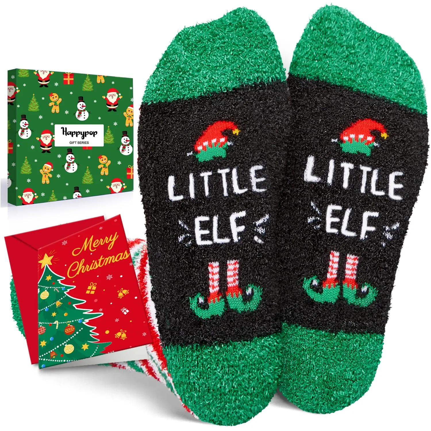 Christmas Gifts Stocking Socks for Kids - Little Elf Socks Secret Santa Sock Gifts with Greeting Card 4-6 Years