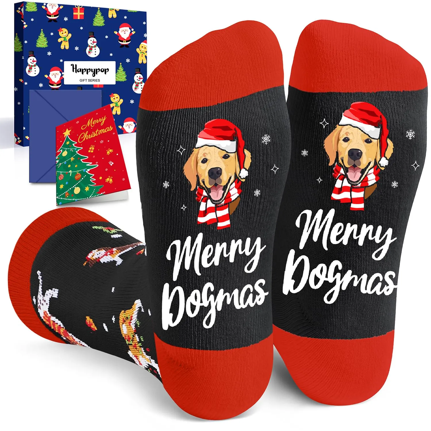 Christmas Gifts Stocking Socks For Men Women - Christmas Dog Lover Socks Doggie Socks In Black