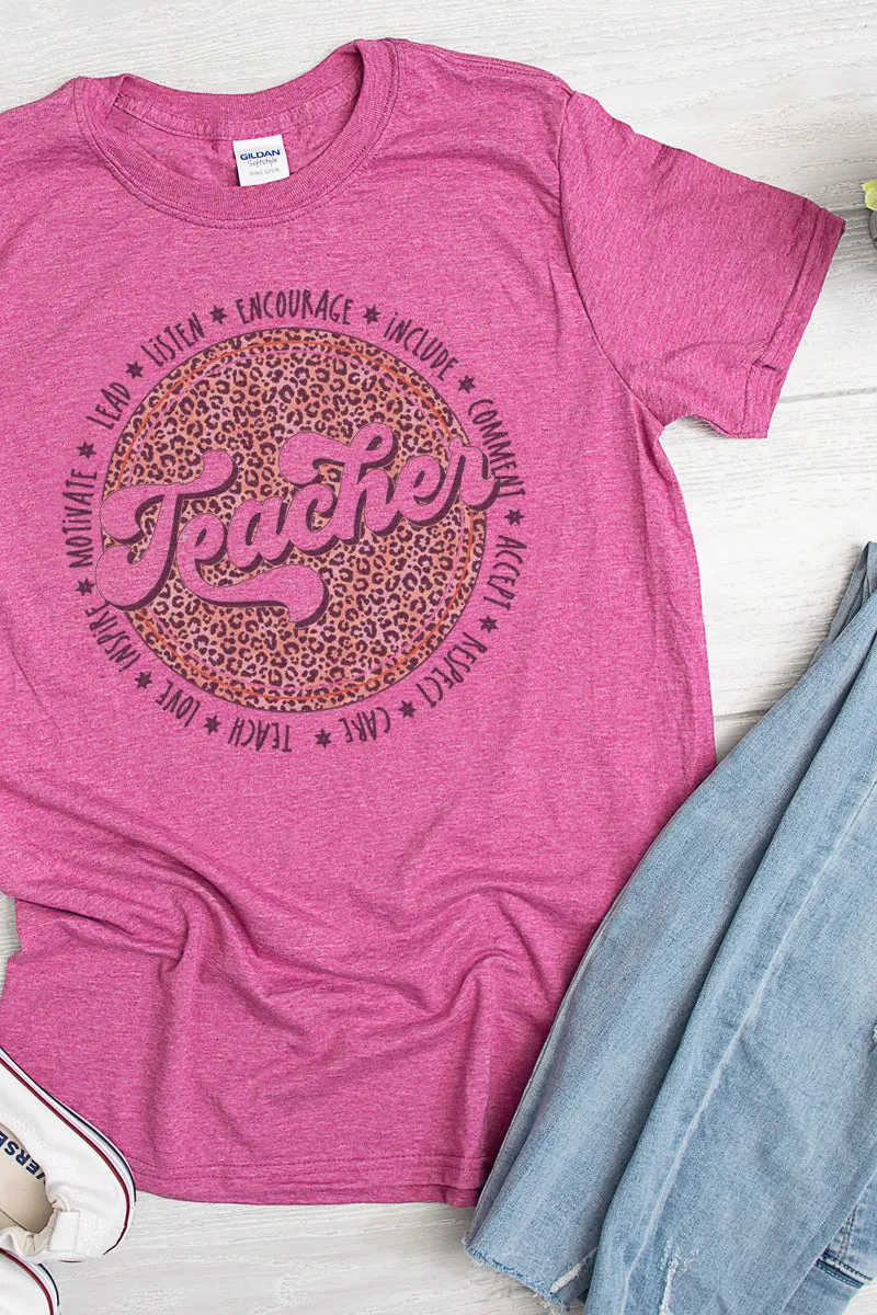 Circle Leopard Teacher Softstyle Adult T-Shirt