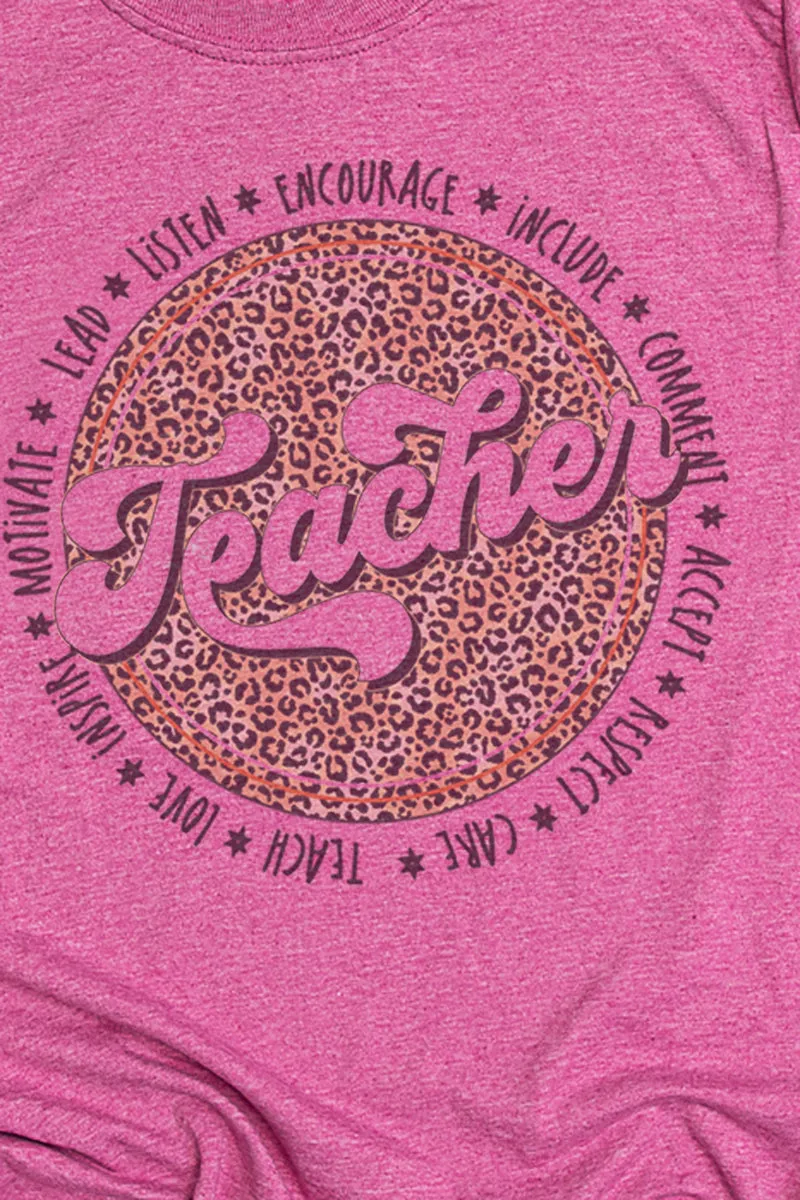 Circle Leopard Teacher Softstyle Adult T-Shirt
