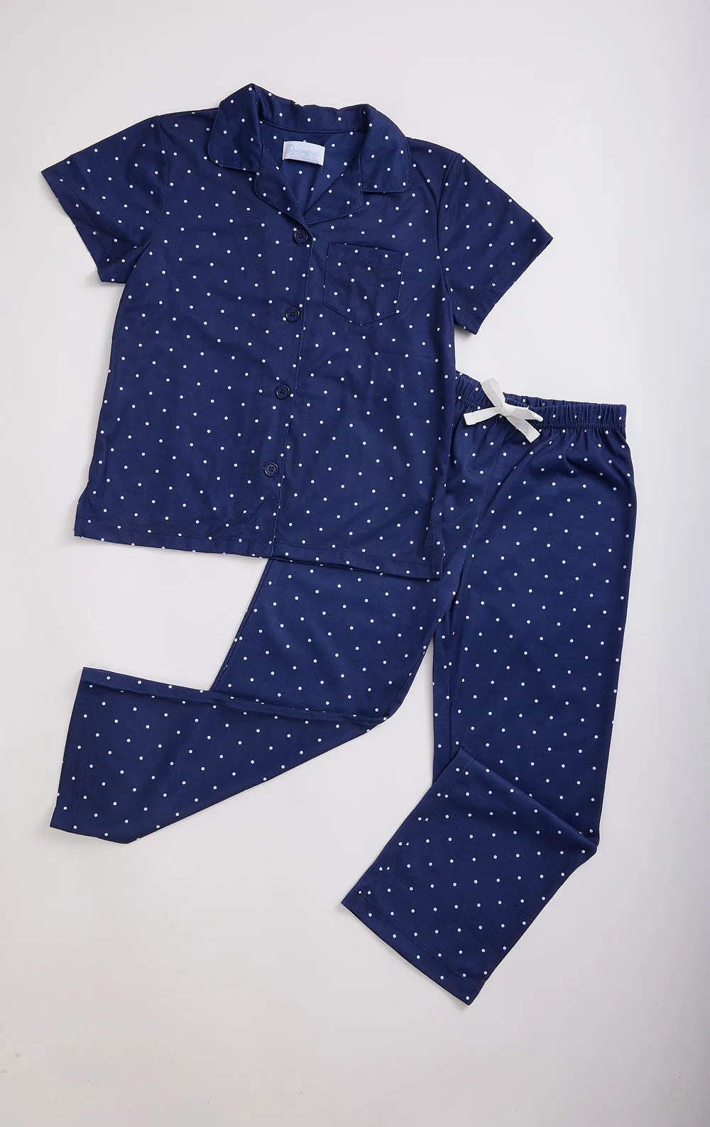 Classic Polka-Dot Short Sleeve Button-Front Unisex Kids Pajamas