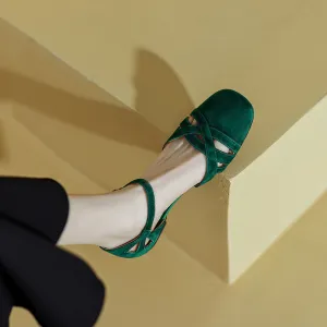 Classic Retro Sandals Women's Summer Round Toe Frosted Toe Box Soft Bottom Flat Shoes