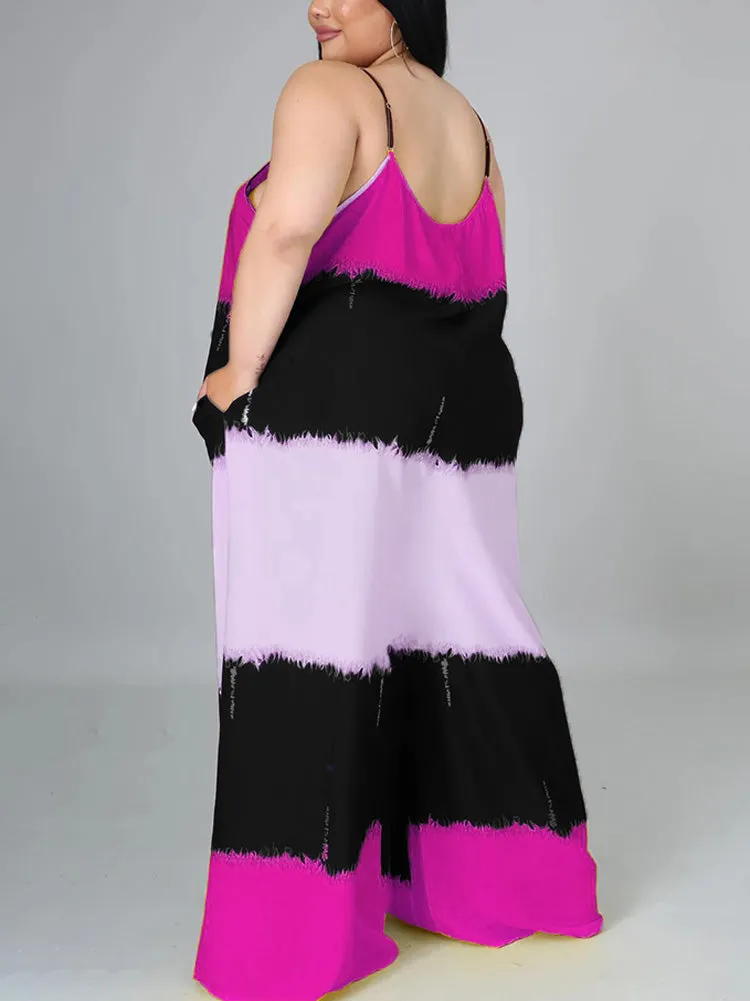 Colorblock Spaghetti Strap Maxi Dress