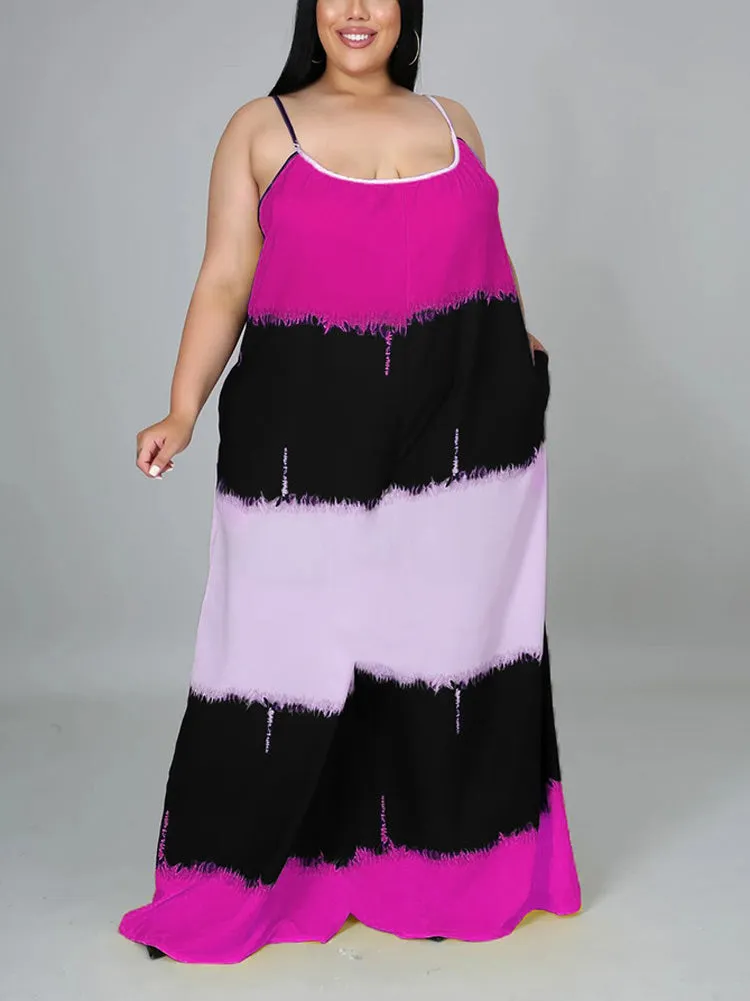 Colorblock Spaghetti Strap Maxi Dress
