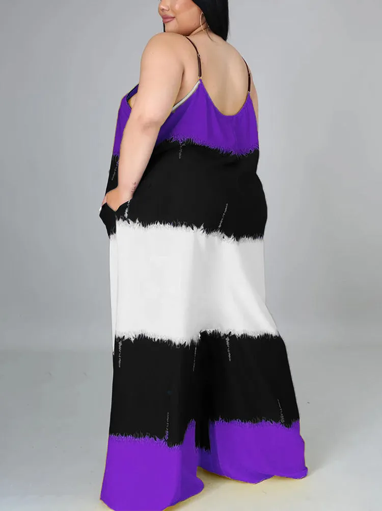 Colorblock Spaghetti Strap Maxi Dress