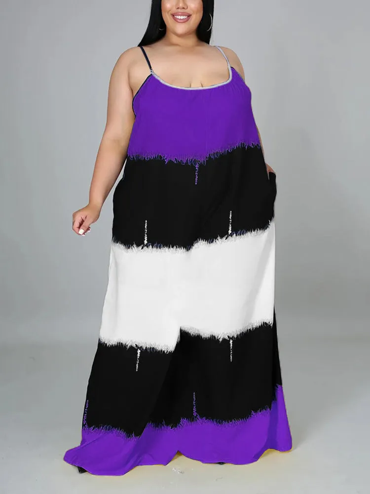 Colorblock Spaghetti Strap Maxi Dress