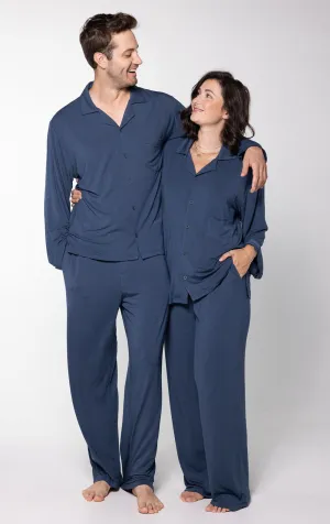 Consciously Cozy Button-Front Matching Couples Pajamas