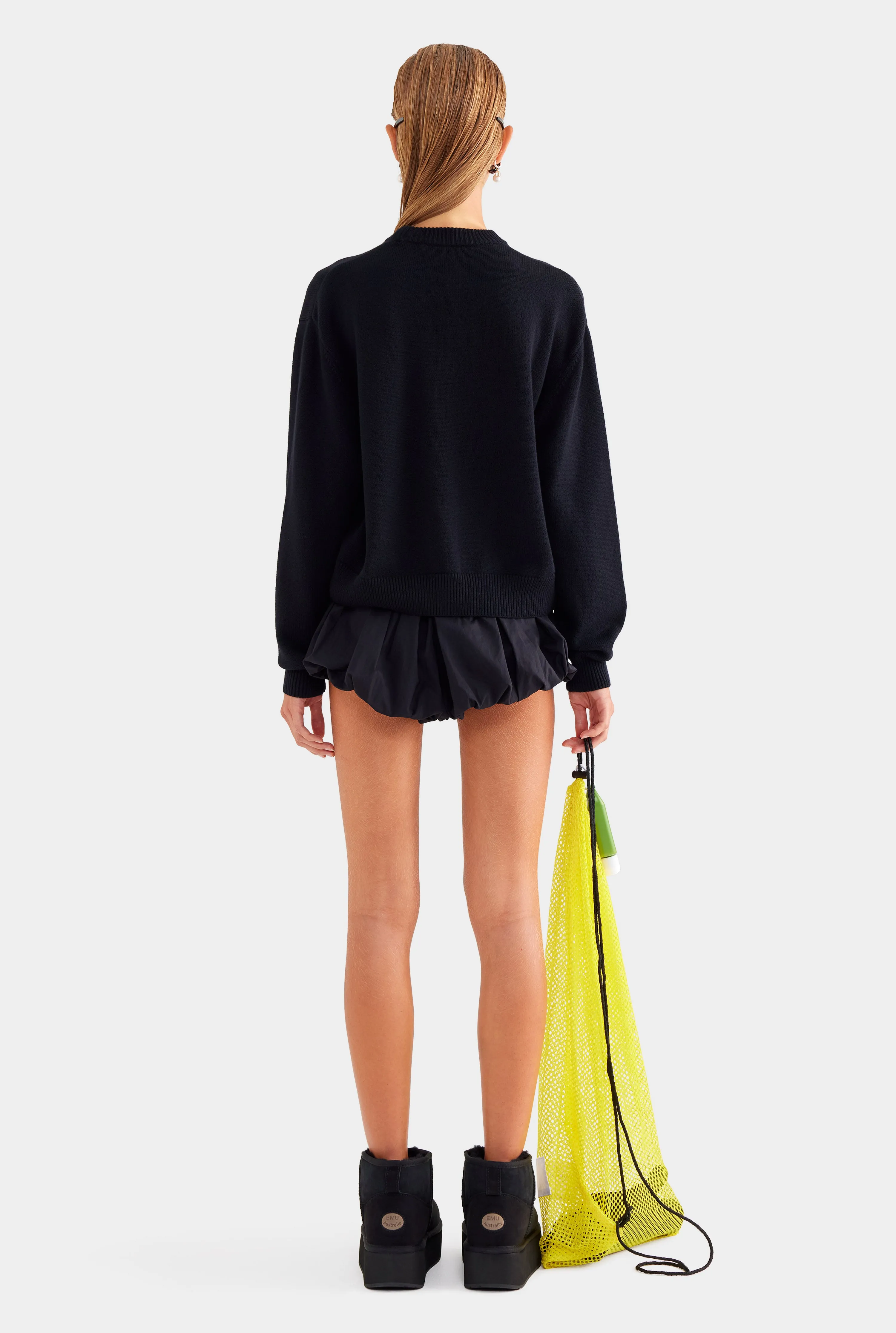 Cotton Bubble Shorts - Black