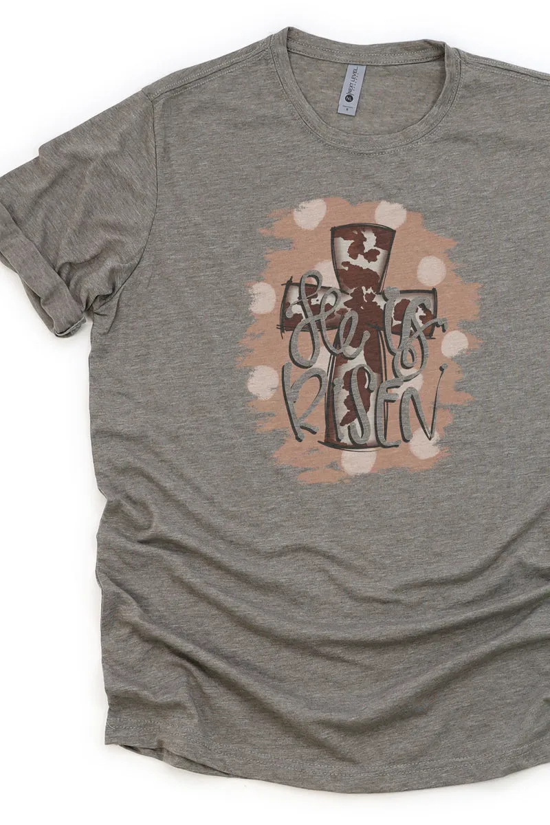 Cowhide Cross He Is Risen Poly/Cotton Tee