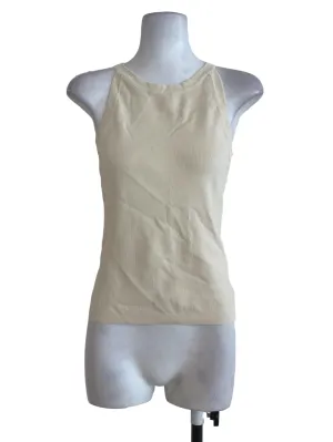 Cream Plain Sleeveless Tank Top OSN