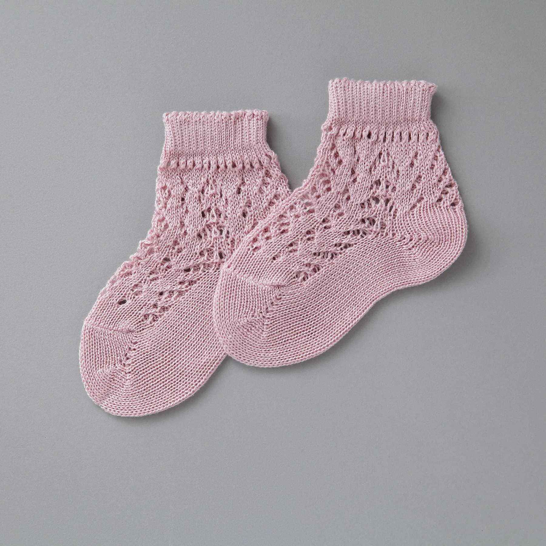 Crochet Ankle Socks, Petal Pink