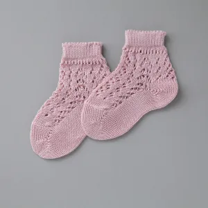 Crochet Ankle Socks, Petal Pink