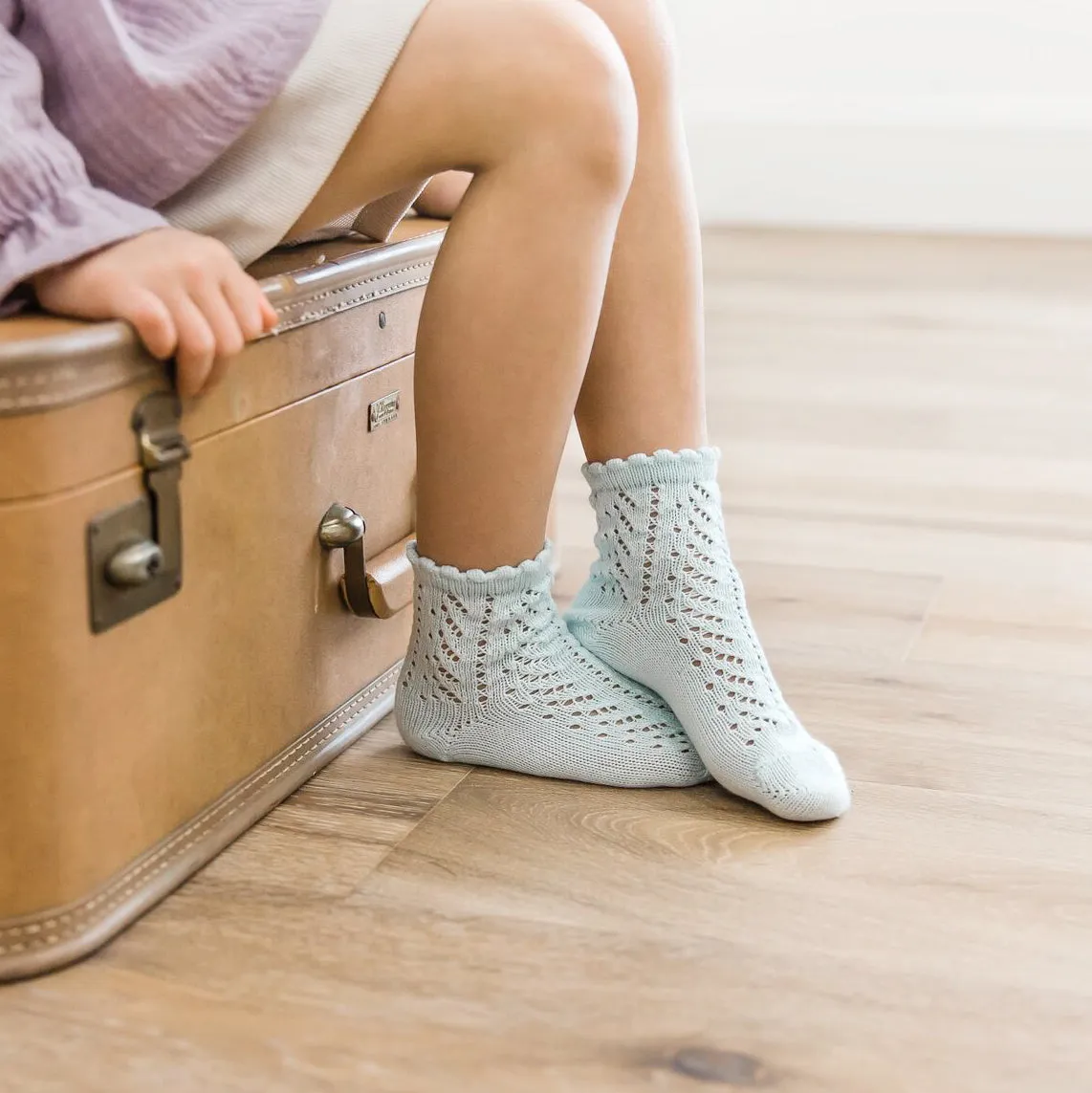 Crochet Ankle Socks, Seafoam