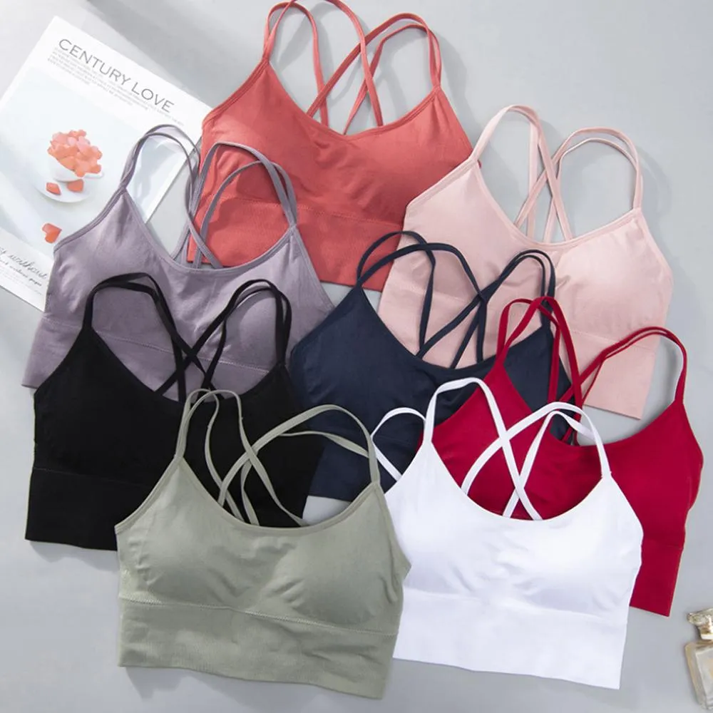 Cross Back Padded Cropped Sports Bra