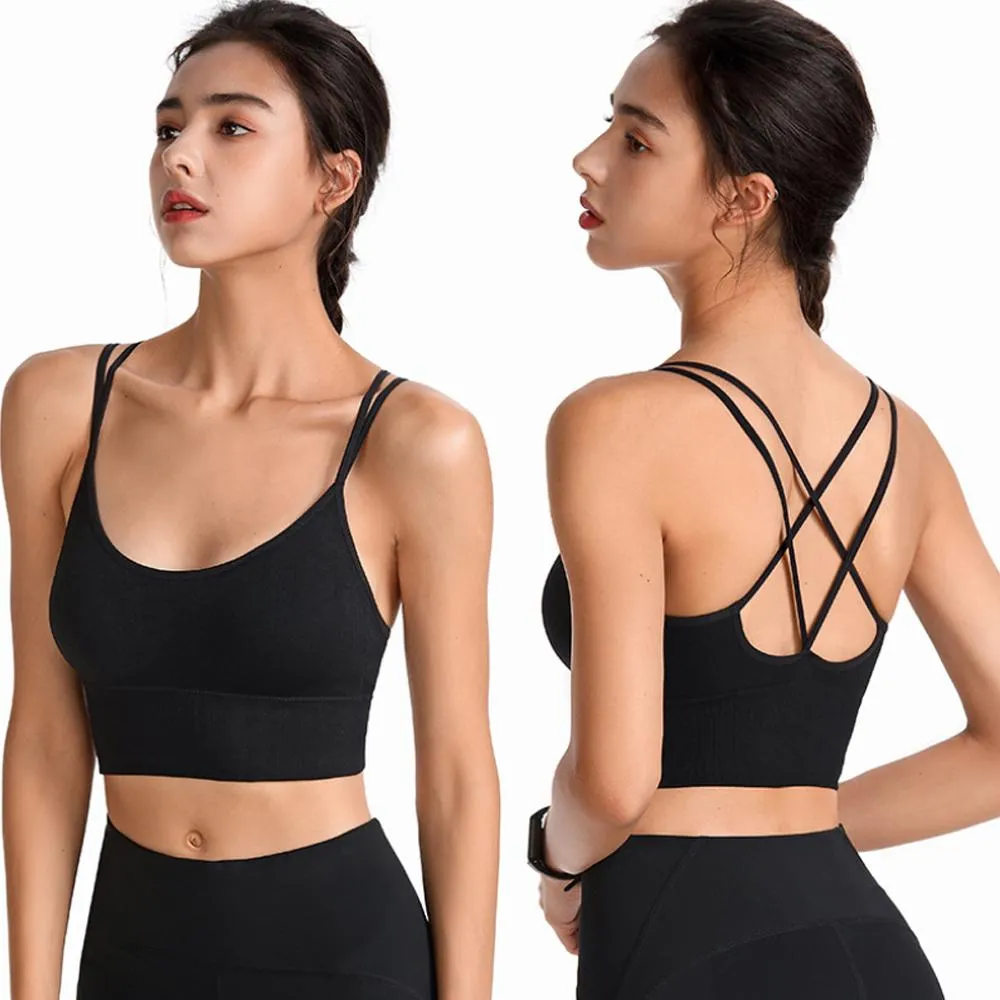 Cross Back Padded Cropped Sports Bra