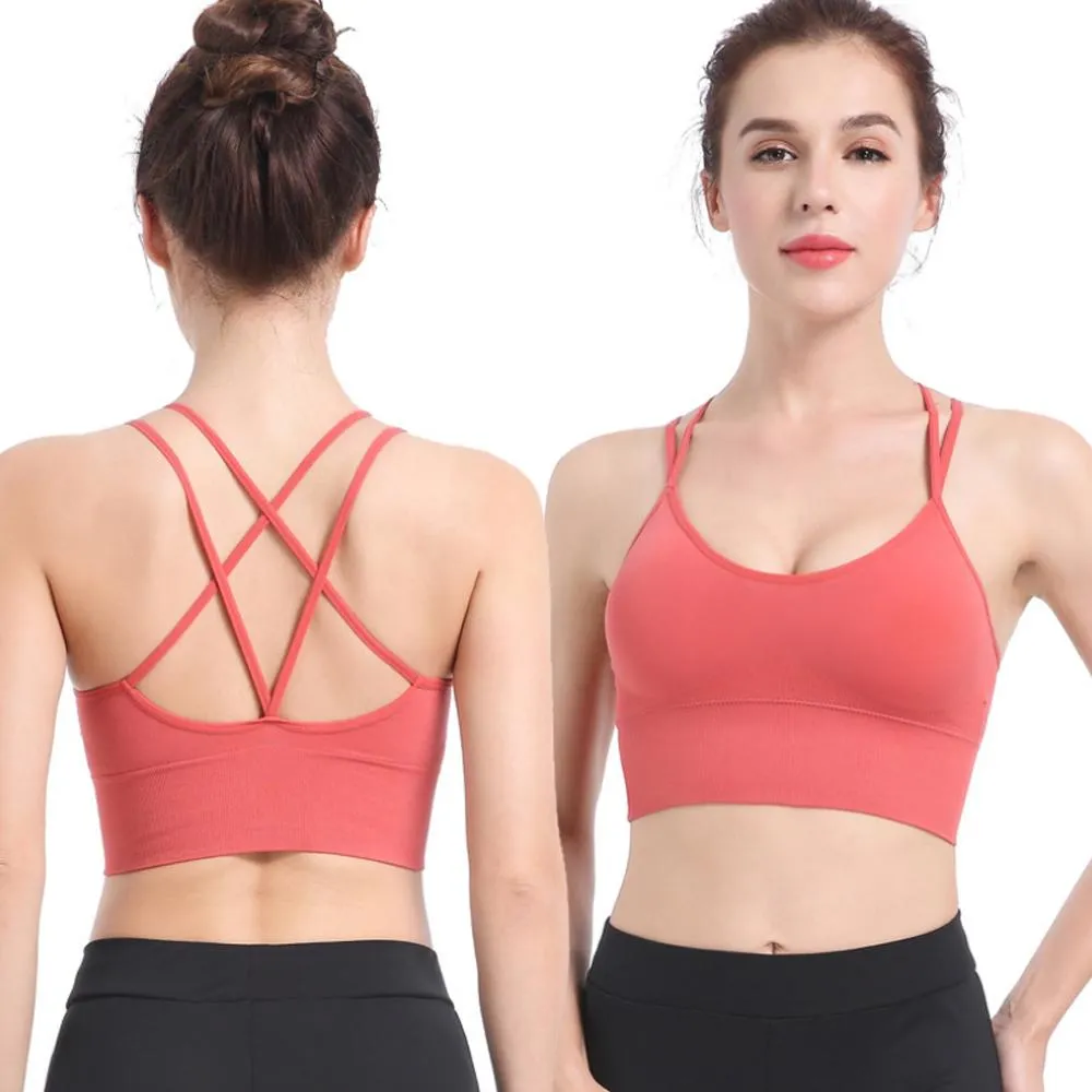 Cross Back Padded Cropped Sports Bra