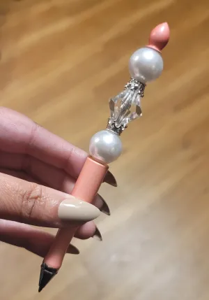Crystal,Pearl & Pastel Pink Jeweled Ink Pen