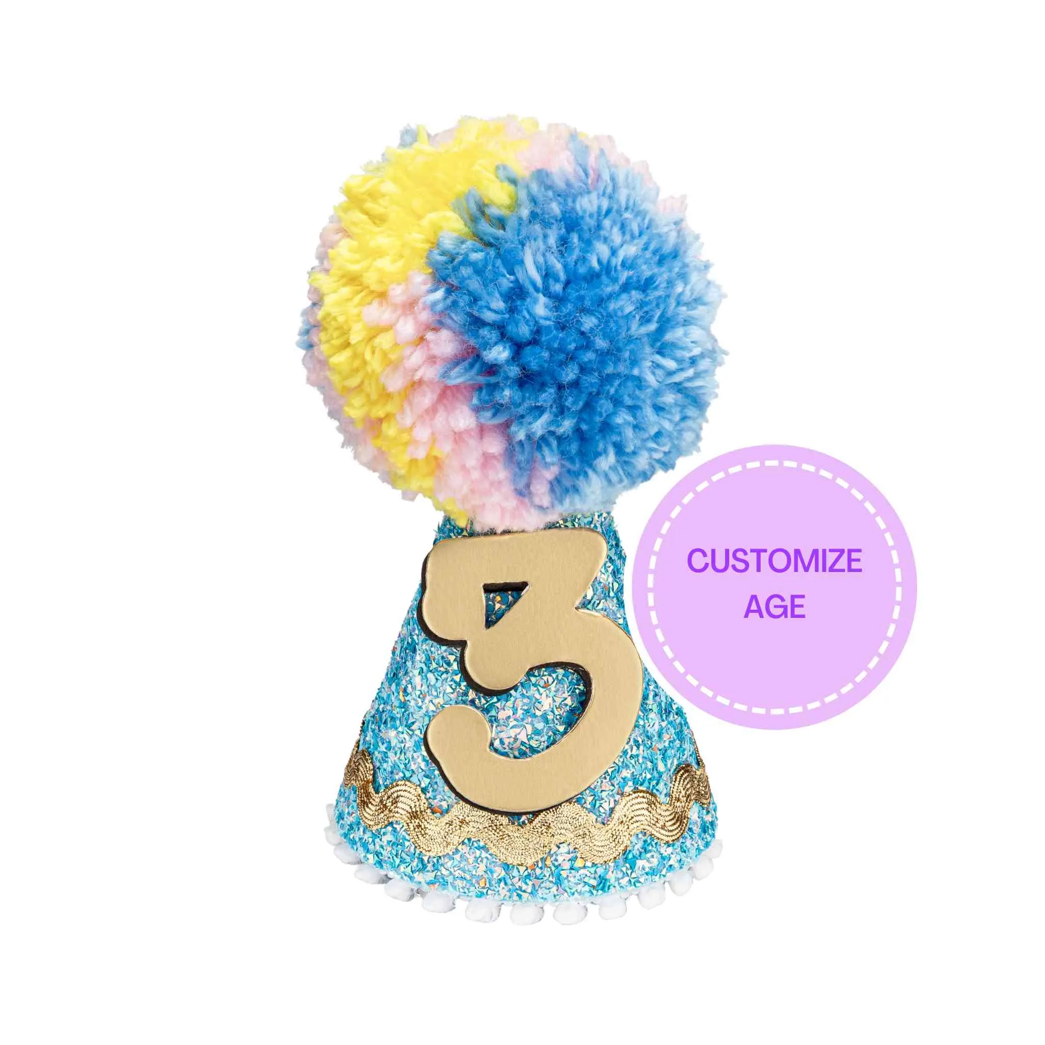 CUSTOM Kaleidoscope Party Hat - Blue 1 YR