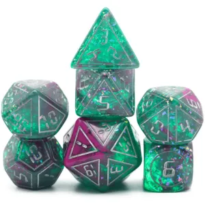 Cybernated Pink & Green RPG Dice Set - XLarge