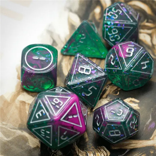 Cybernated Pink & Green RPG Dice Set - XLarge