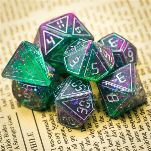 Cybernated Pink & Green RPG Dice Set - XLarge