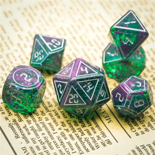 Cybernated Pink & Green RPG Dice Set - XLarge
