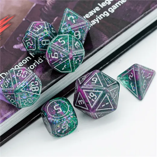 Cybernated Pink & Green RPG Dice Set - XLarge
