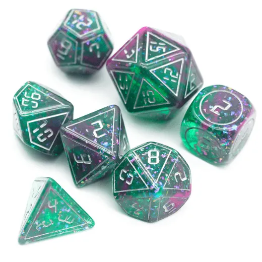 Cybernated Pink & Green RPG Dice Set - XLarge