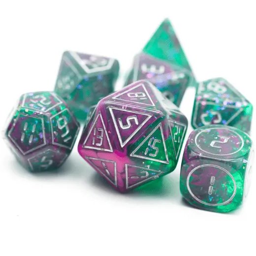 Cybernated Pink & Green RPG Dice Set - XLarge