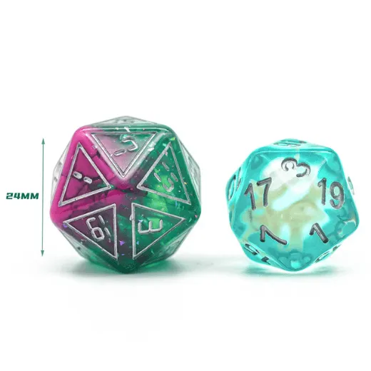 Cybernated Pink & Green RPG Dice Set - XLarge