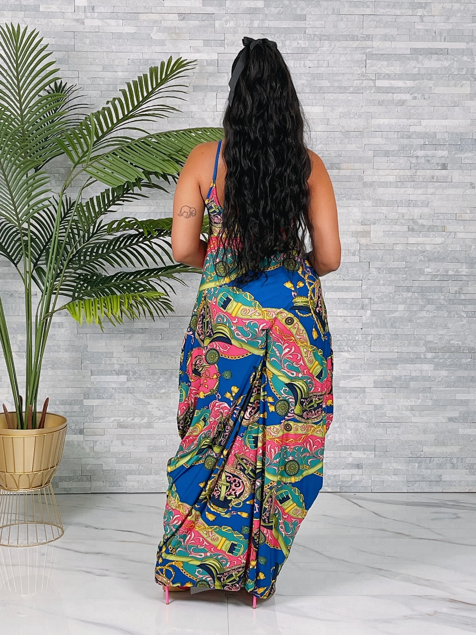 D1571P - MULTI PRINT STRAP MAXI DRESS