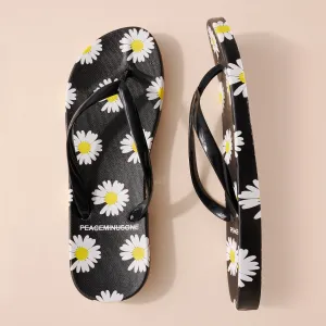 Daisy Pattern Flip Flops
