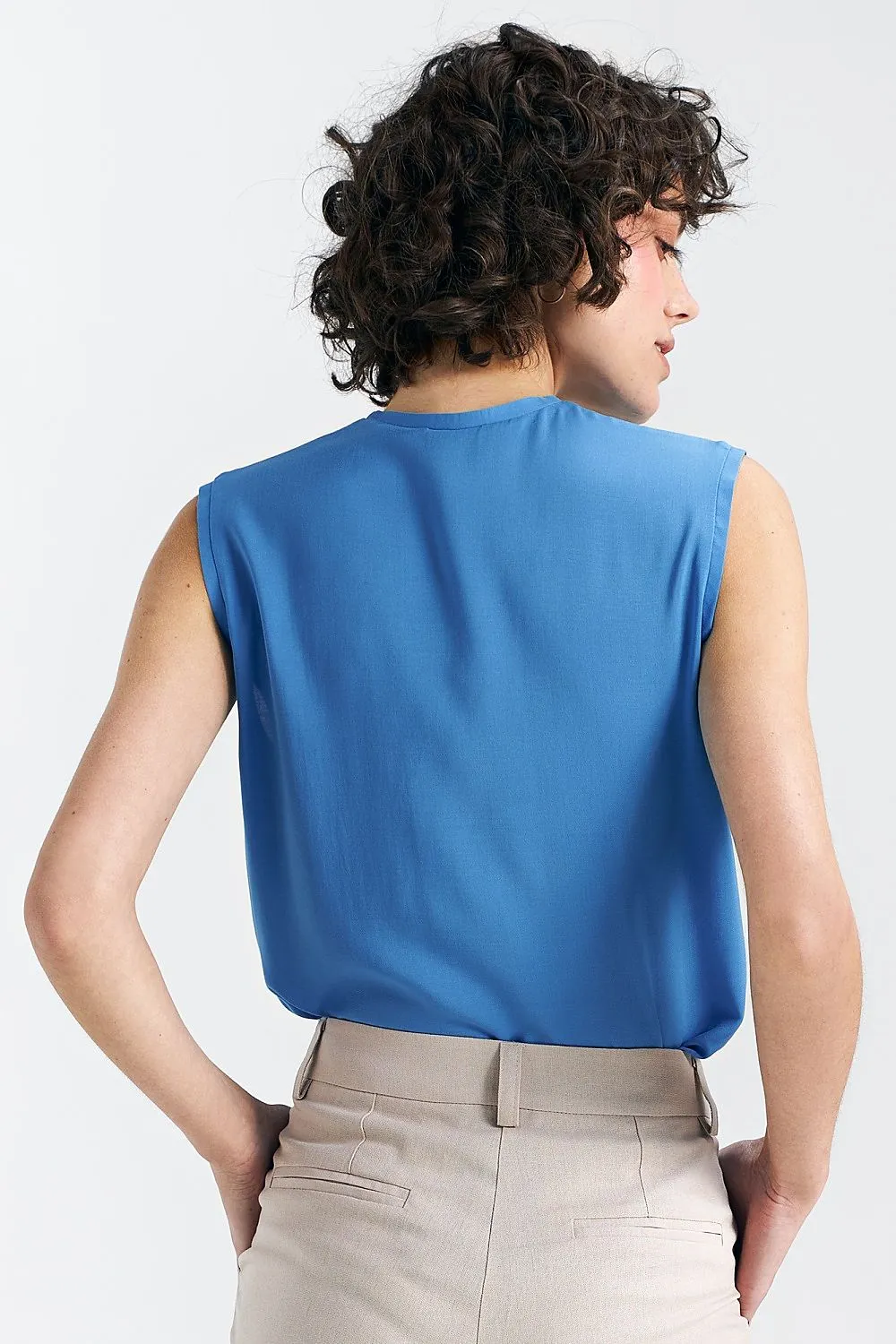 Delicate Pleat V-Neck Blouse