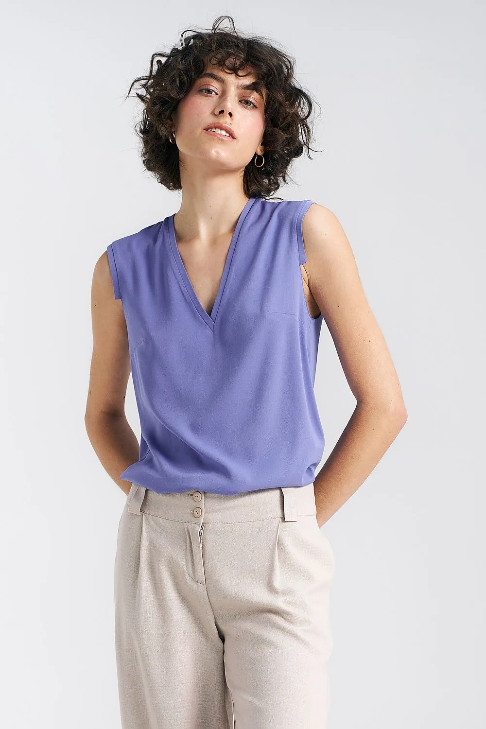 Delicate Pleat V-Neck Blouse