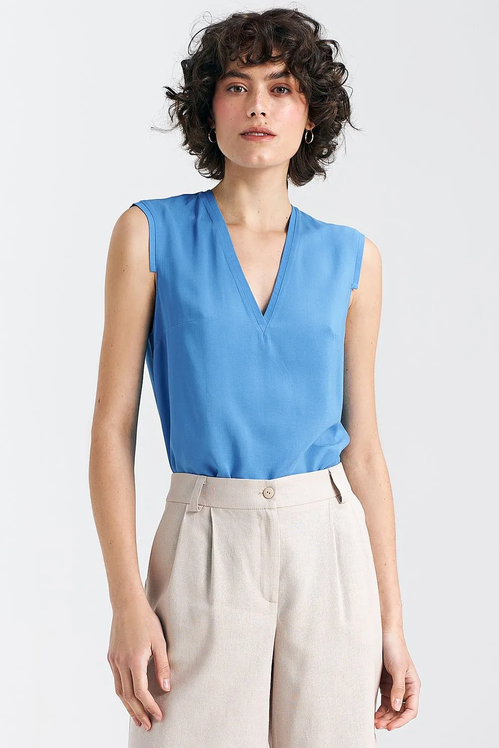 Delicate Pleat V-Neck Blouse