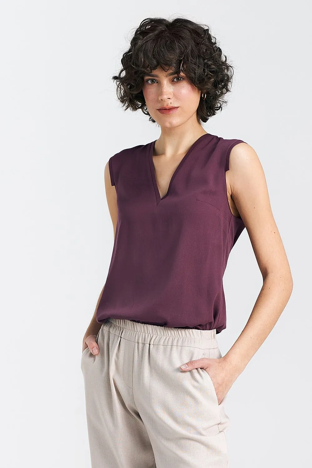 Delicate Pleat V-Neck Blouse