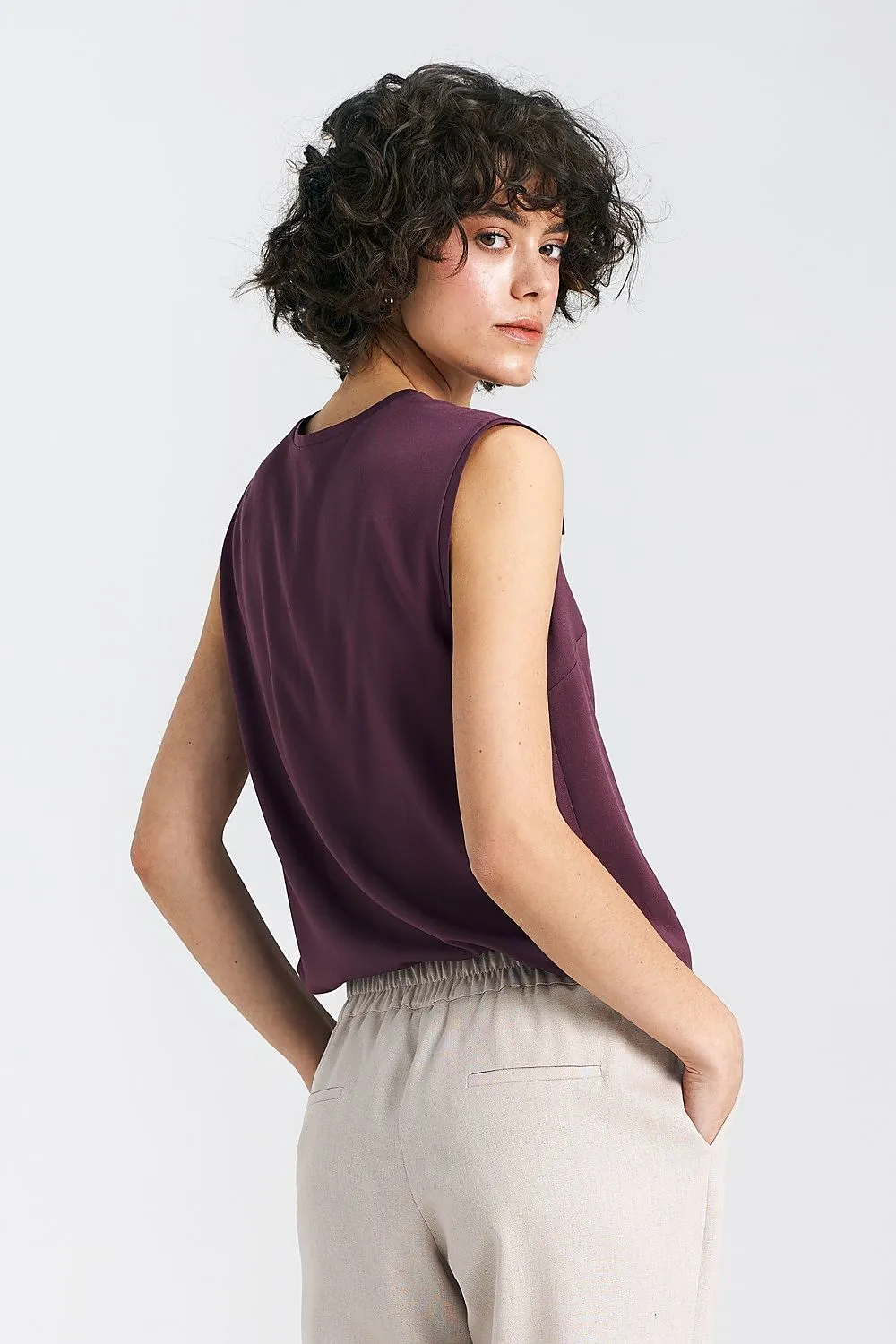 Delicate Pleat V-Neck Blouse