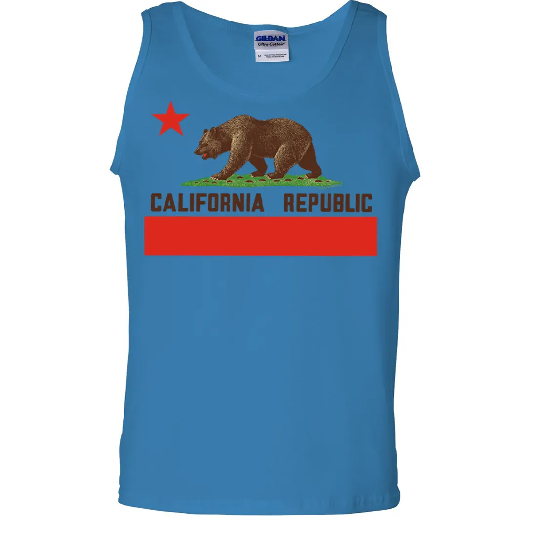 Don Pimentel California Republic Bear Flag Brown Text Asst Colors Tank Top